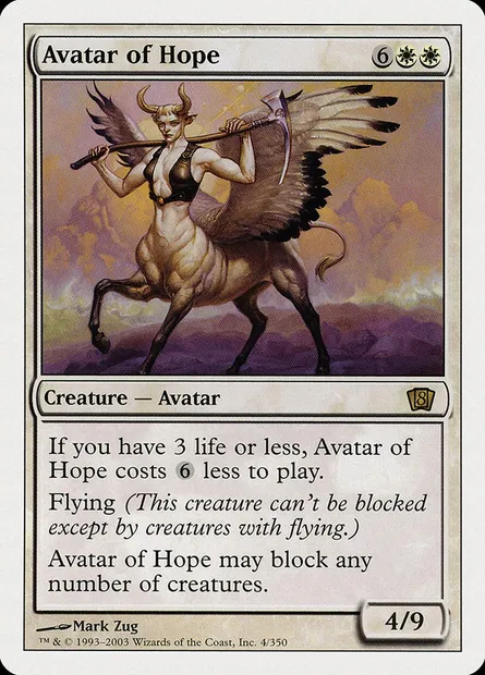 Avatar de l'espoir, carte Magic 8ED 4 — extension Huitième Edition