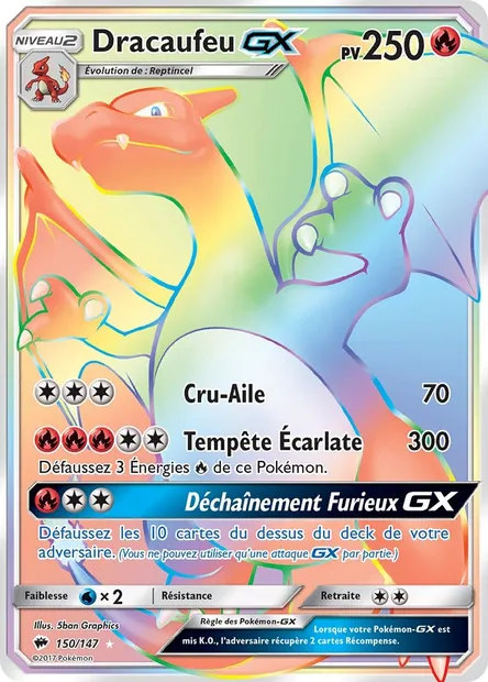 Dracaufeu GX, carte Pokémon BUS 150 — extension Ombres Ardentes