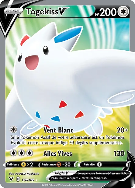 Togekiss V, carte Pokémon VIV 178 — extension Voltage Éclatant