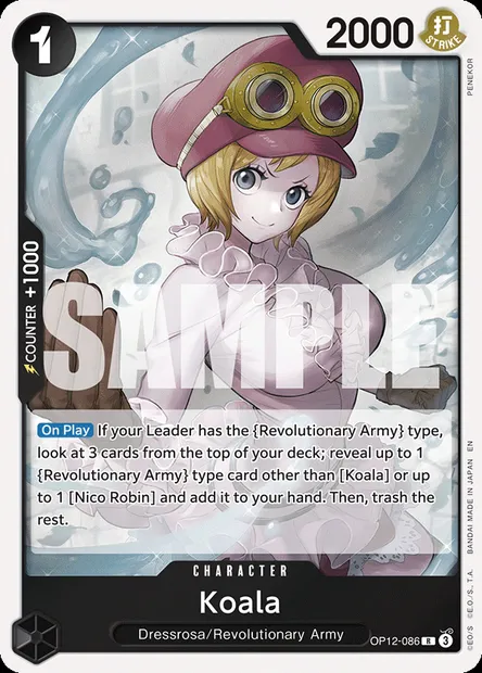 Koala, One Piece card OP12-086 — LEGACY OF THE MASTER set