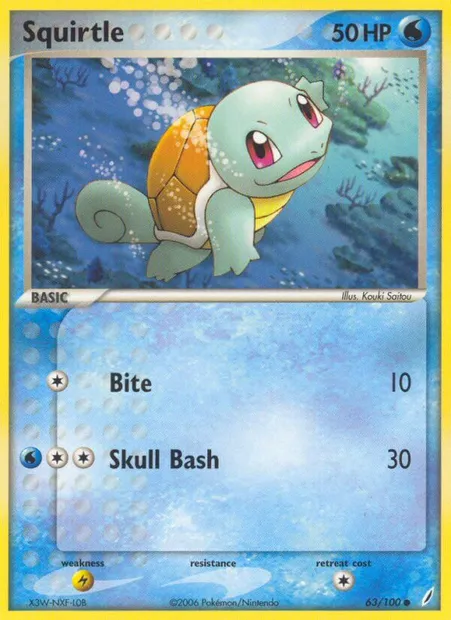 Squirtle, Pokémon card CG 63 — Crystal Guardians set