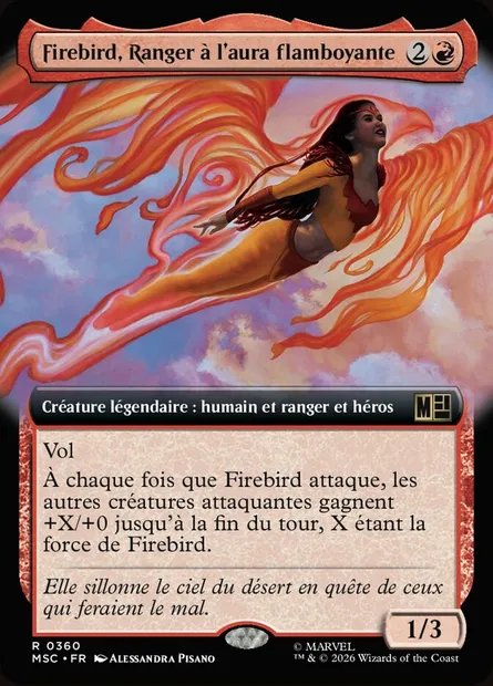 Firebird, Ranger à l'aura flamboyante, carte Magic MSC 360 — extension Marvel Super Heroes Commander