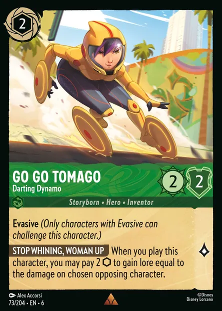 Go Go Tomago - Darting Dynamo, Disney Lorcana card CH6-073 — Azurite Sea set
