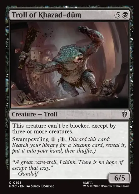 Troll of Khazad-dûm, Magic card HOC 191 — The Hobbit Eternal set
