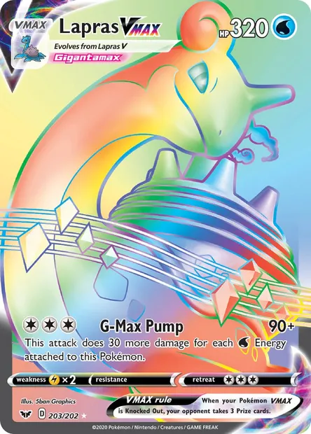 Lapras VMAX, Pokémon card SSH 203 — Sword & Shield set