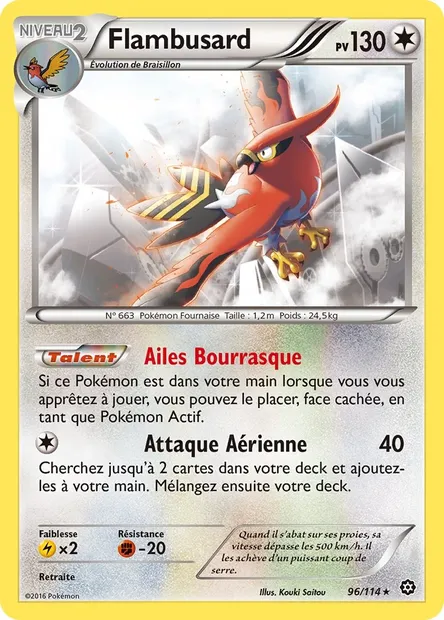Flambusard, carte Pokémon STS 96 — extension Offensive Vapeur