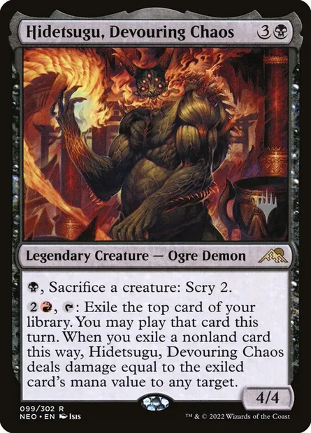 Hidetsugu, Devouring Chaos, Magic card PNEO 99p — Kamigawa: Neon Dynasty Promos set