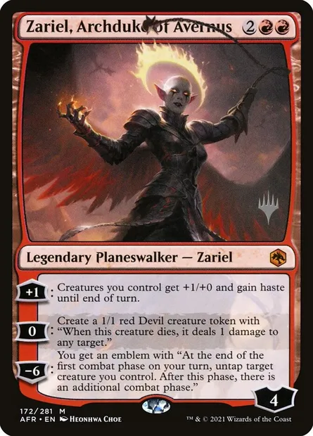 Zariel, archiduchesse d'Averne, carte Magic PAFR 172p — extension Adventures in the Forgotten Realms Promos