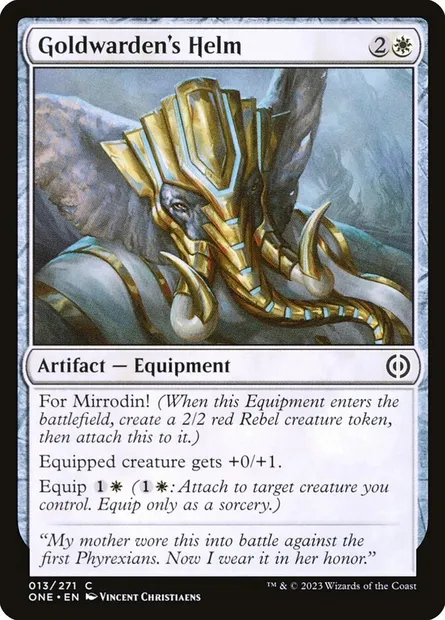Goldwarden's Helm, Magic card ONE 13 — Phyrexia: All Will Be One set