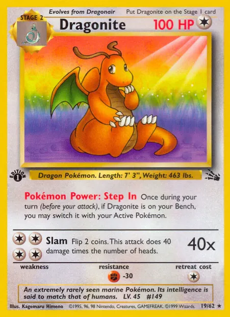 Dragonite, Pokémon card FO 19 — Fossil set