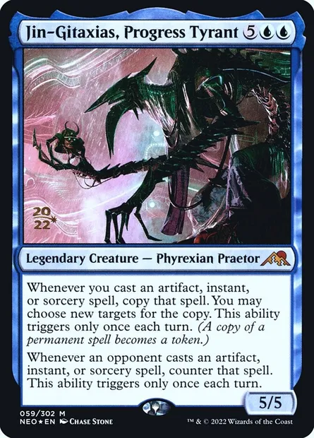 Jin-Gitaxias, Progress Tyrant, Magic card PNEO 59s — Kamigawa: Neon Dynasty Promos set