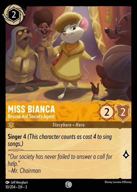 Miss Bianca - Rescue Aid Society Agent, Disney Lorcana card CH3-010 — Into the Inklands set