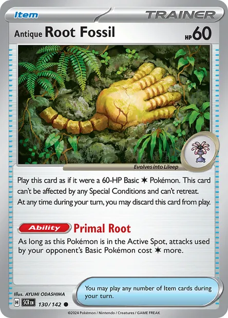 Antique Root Fossil, Pokémon card SCR 130 — Stellar Crown set