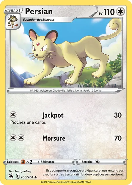 Persian, carte Pokémon FST 200 — extension Poing de Fusion