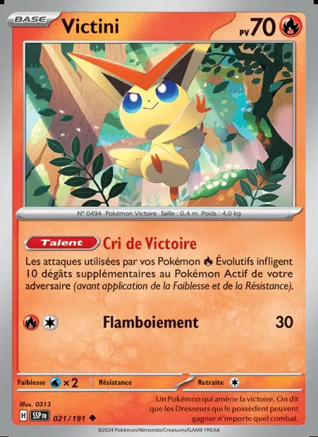 Victini, carte Pokémon SSP 021 — extension Étincelles Déferlantes
