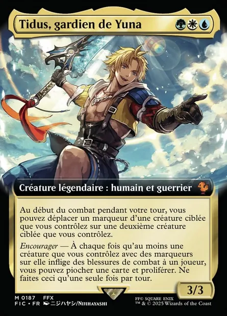 Tidus, gardien de Yuna, carte Magic FIC 187 — extension Final Fantasy Commander