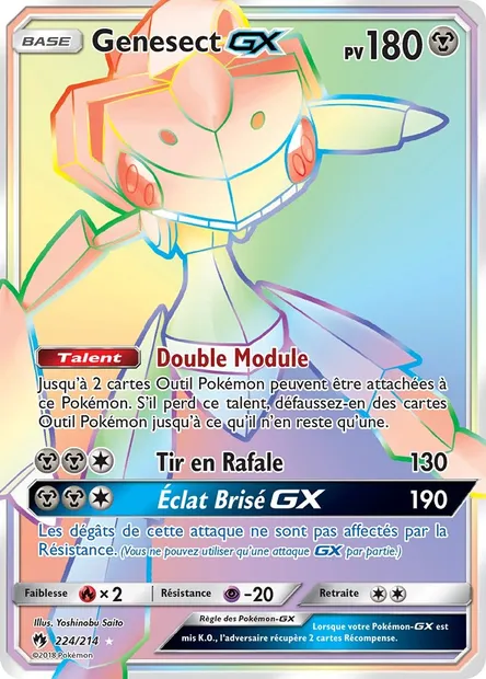 Genesect GX, carte Pokémon LOT 224 — extension Tonnerre Perdu