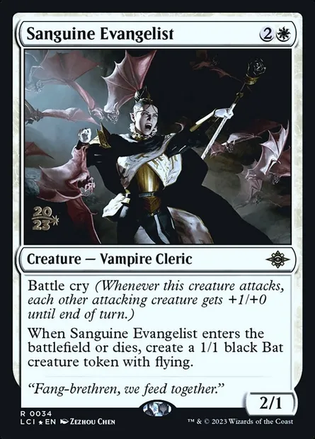 Sanguine Evangelist, Magic card PLCI 34s — The Lost Caverns of Ixalan Promos set