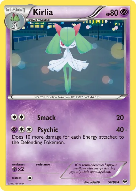 Kirlia, Pokémon card NXD 56 — Next Destinies set