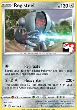 Registeel, Pokémon card PPS 108-2 — Play! Pokémon Prize Pack Series set