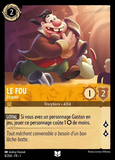 Le Fou - Empoté, carte Disney Lorcana CH1-008 — extension Premier Chapitre
