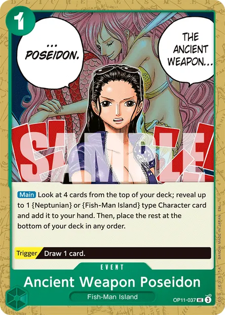 Ancient Weapon Poseidon, One Piece card OP11-037 — A FIST OF DIVINE SPEED set