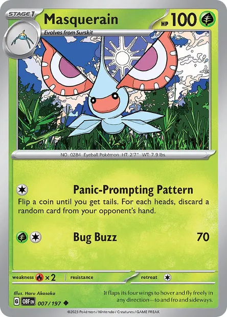 Masquerain, Pokémon card OBF 007 — Obsidian Flames set