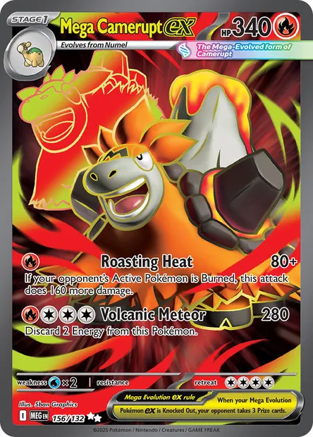 Mega Camerupt ex, Pokémon card MEG 156 — Mega Evolution set