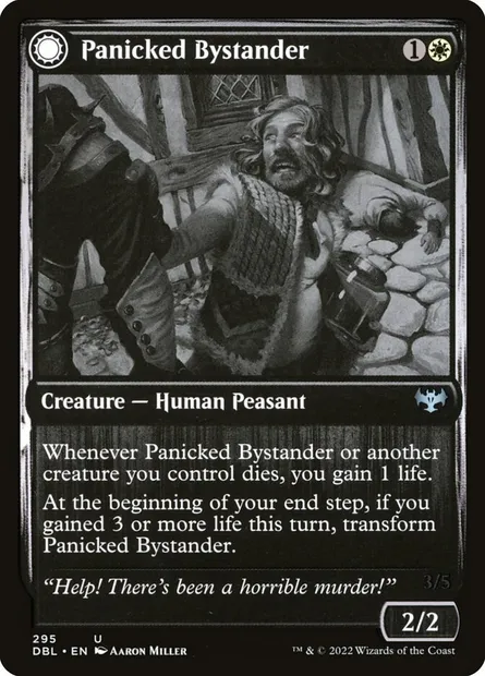 Panicked Bystander // Cackling Culprit, Magic card DBL 295 — Innistrad: Double Feature set