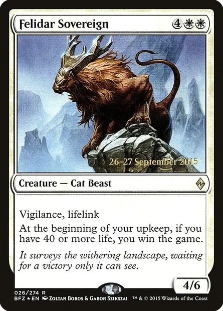 Souverain félidar, carte Magic PBFZ 26s — extension Battle for Zendikar Promos