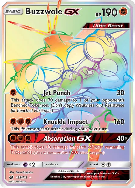 Buzzwole GX, Pokémon card CIN 115 — Crimson Invasion set