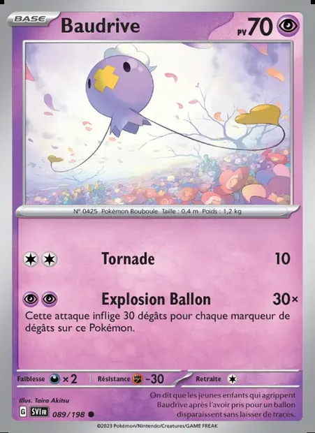 Baudrive, carte Pokémon SVI 089 — extension Écarlate et Violet
