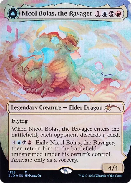 Nicol Bolas, le dévastateur // Nicol Bolas, le transcendé, carte Magic SLD 1158 — extension Secret Lair Drop