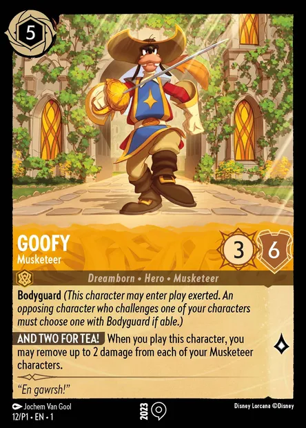 Goofy - Musketeer, Disney Lorcana card P1-012 — P1 set