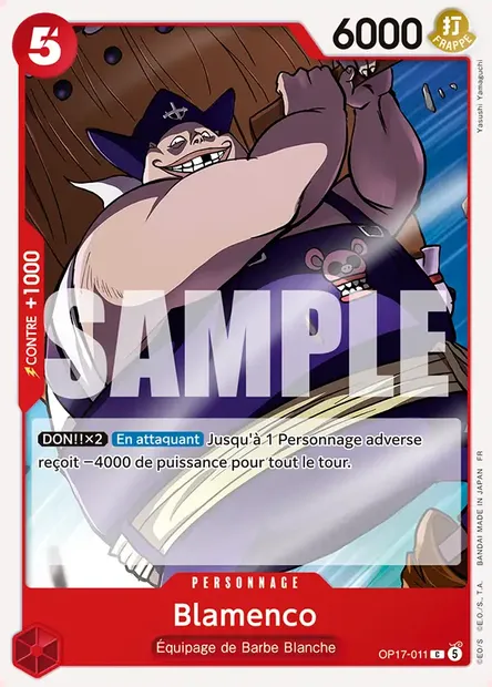 Blamenco, carte One Piece OP17-011 — extension LES GUERRIERS LES PLUS PUISSANTS AU MONDE