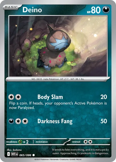 Deino, Pokémon card WHT 065 — White Flare set