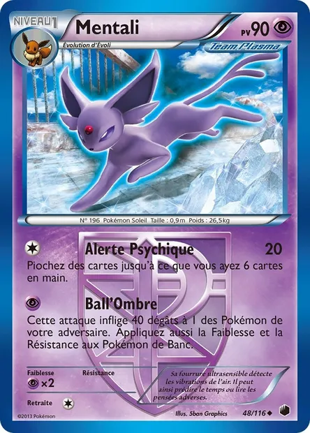 Mentali, carte Pokémon PLF 48 — extension Glaciation Plasma