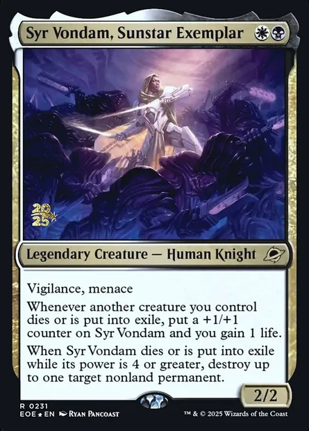 Syr Vondam, archétype de Solétoile, carte Magic PEOE 231s — extension Edge of Eternities Promos