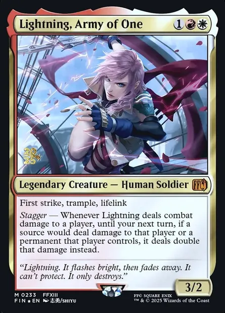 Lightning, l'éclair foudroyant, carte Magic PFIN 233s — extension Final Fantasy Promos