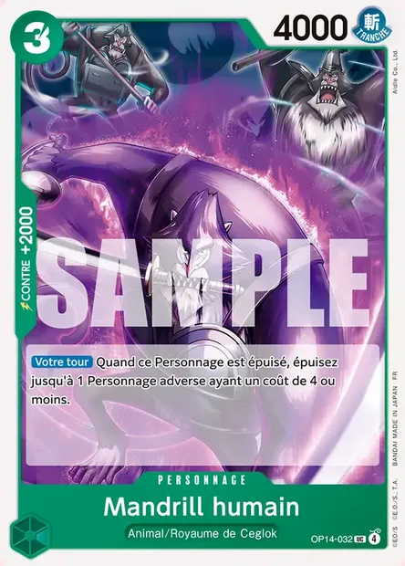 Mandrill humain, carte One Piece OP14-032 — extension LES SEPT DE LA MER D'AZUR