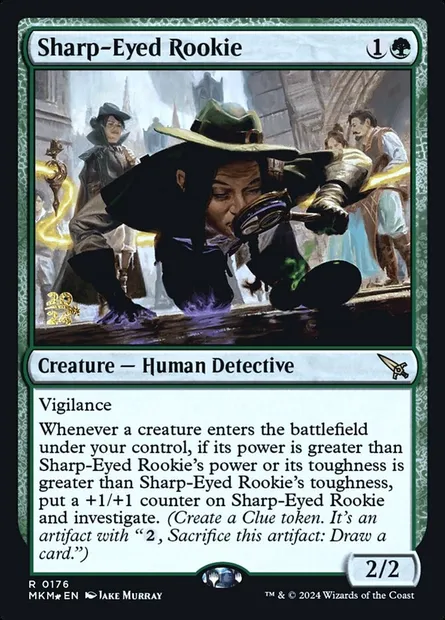 Sharp-Eyed Rookie, Magic card PMKM 176s — Murders at Karlov Manor Promos set