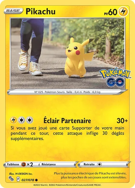 Pikachu, carte Pokémon PGO 027 — extension Pokémon GO