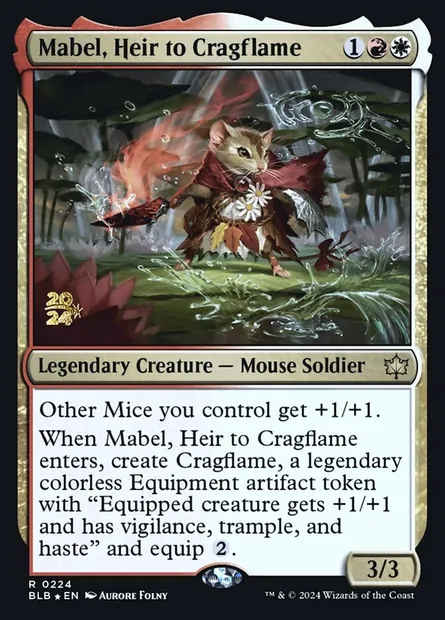 Mabel, Heir to Cragflame, Magic card PBLB 224s — Bloomburrow Promos set