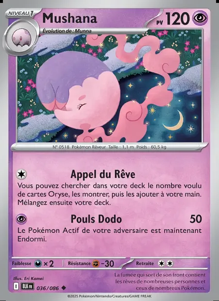 Mushana, carte Pokémon BLK 036 — extension Foudre Noire