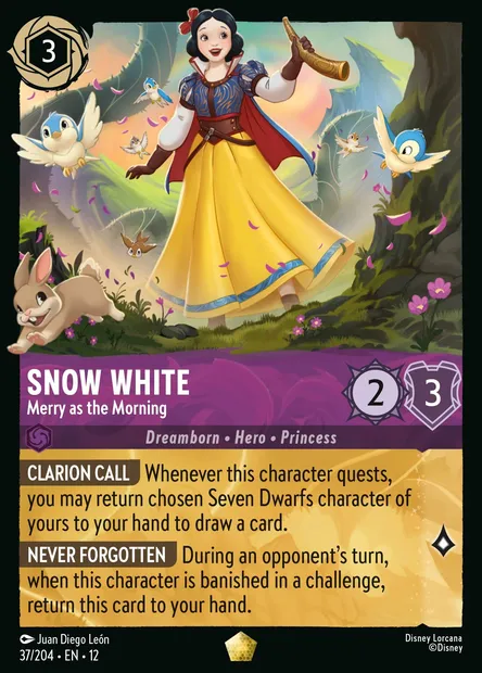Snow White - Merry as the Morning, Disney Lorcana card CH12-037 — Wilds Unknown set