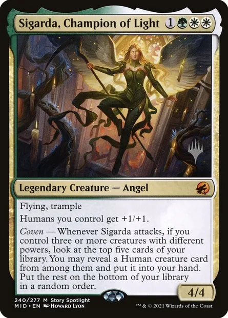 Sigarda, Champion of Light, Magic card PMID 240p — Innistrad: Midnight Hunt Promos set