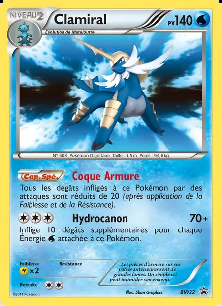 Clamiral, carte Pokémon BW 22 — extension Promo BW