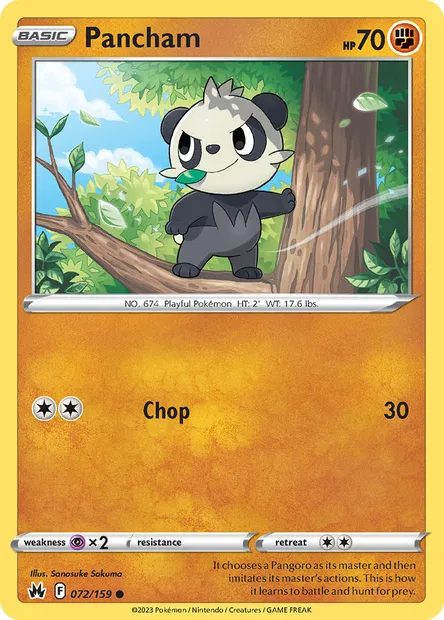Pancham, Pokémon card CRZ 072 — Crown Zenith set