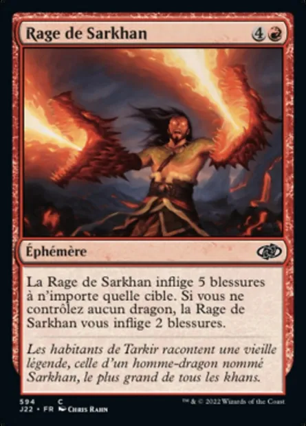 Rage de Sarkhan, carte Magic J22 594 — extension Jumpstart 2022