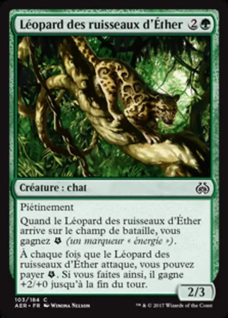 Léopard des ruisseaux d'Éther, carte Magic AER 103 — extension La révolte éthérique